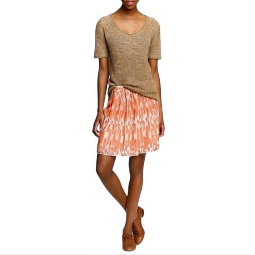 J. Crew Coral Orange Ikat miniskirt swing skirt sz 6 - Picture 5 of 11